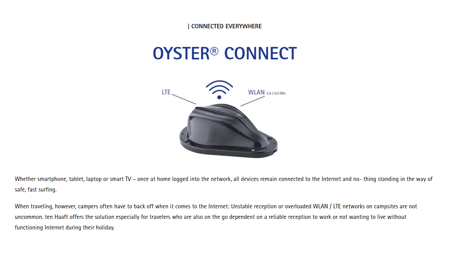 Oyster Connect 4G WIFI system for motorhomes and caravans banner 1